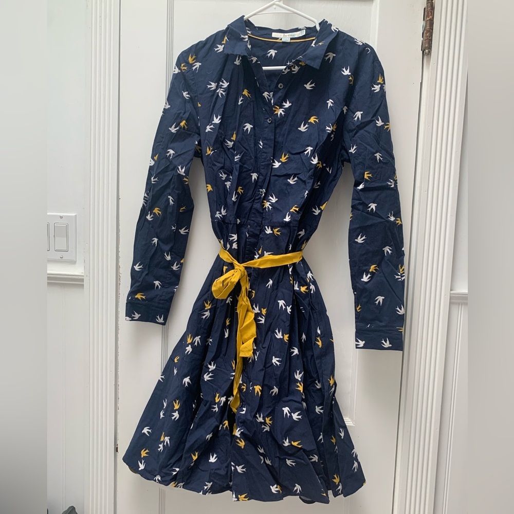 GUC - Boden Shirt Dress - Sparrow Print.  Sz 10 - Picture 2 of 5